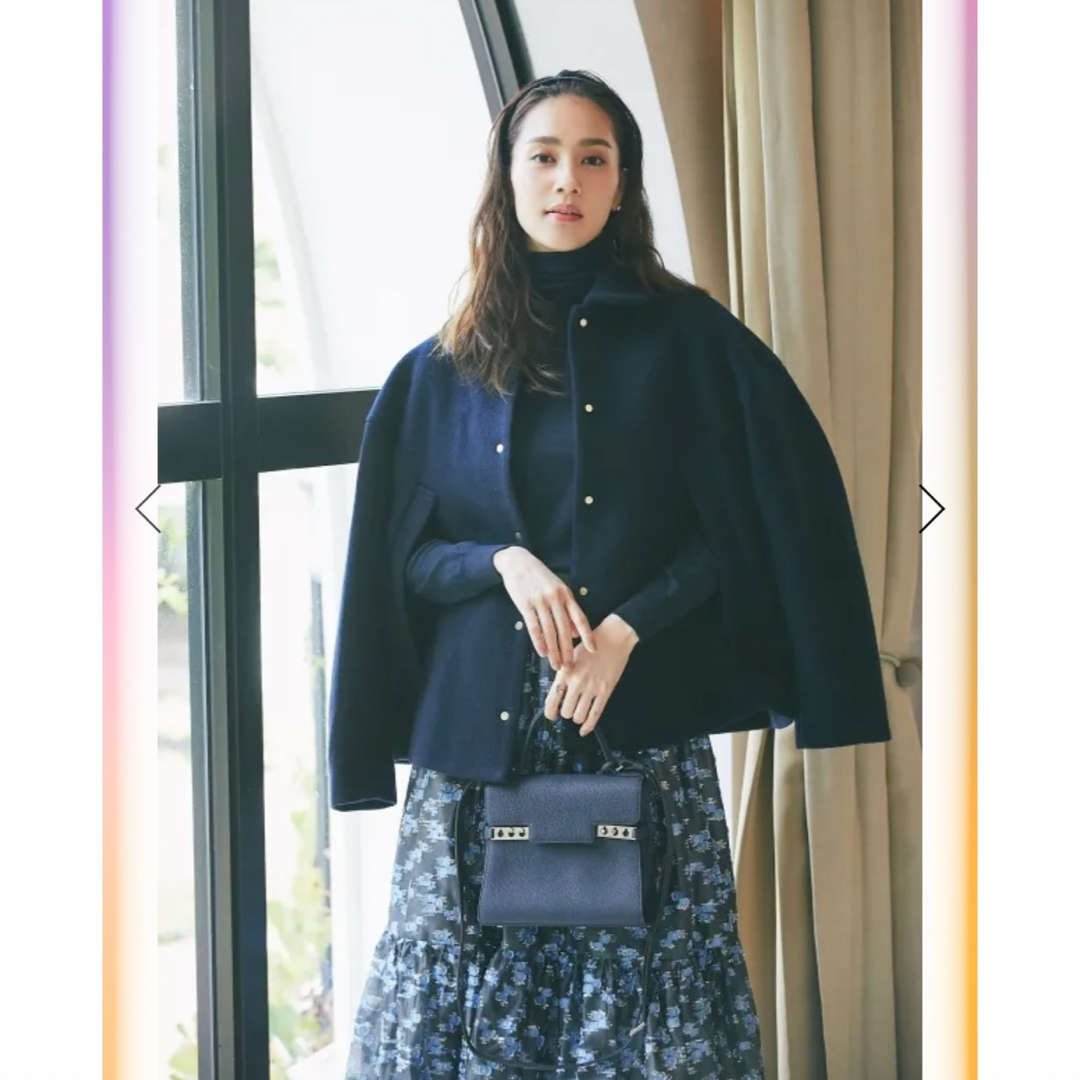 セブンテン　ウールモッサーハーフコート(ネイビー) レディースのトップス(カーディガン)の商品写真