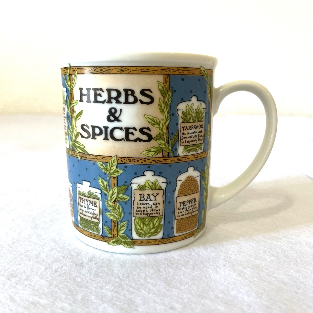 VINTAGE(ヴィンテージ)の美品【 antique アンティーク 】レトロマグカップ　一点物　ハーブスパイス インテリア/住まい/日用品のキッチン/食器(グラス/カップ)の商品写真