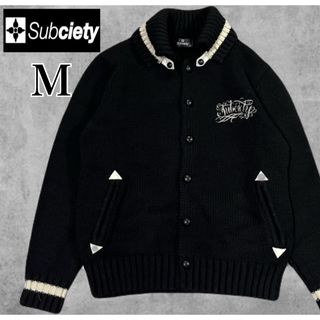 Subciety - Subciety ドンキー襟 ローケージ カーディガン ブラック 刺繍 ロゴ M
