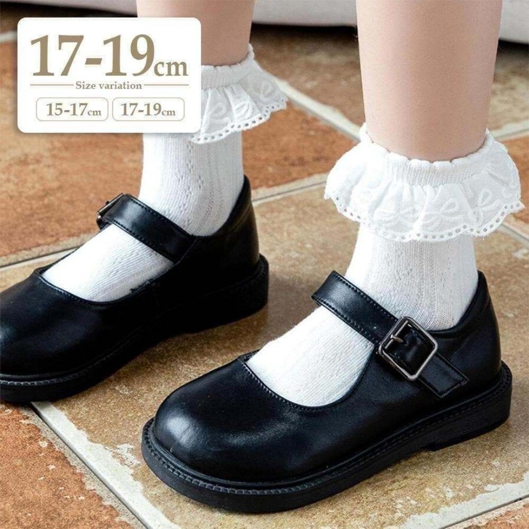 17～19cm〔ホワイトフリルレースソックス〕白子供靴下フォーマル入学卒園結婚式 キッズ/ベビー/マタニティのこども用ファッション小物(靴下/タイツ)の商品写真