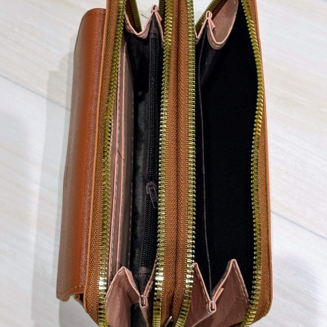 キャメル ショルダーバッグ スマホショルダー 財布 長財布 財布一体型 大容量 レディースのバッグ(ショルダーバッグ)の商品写真