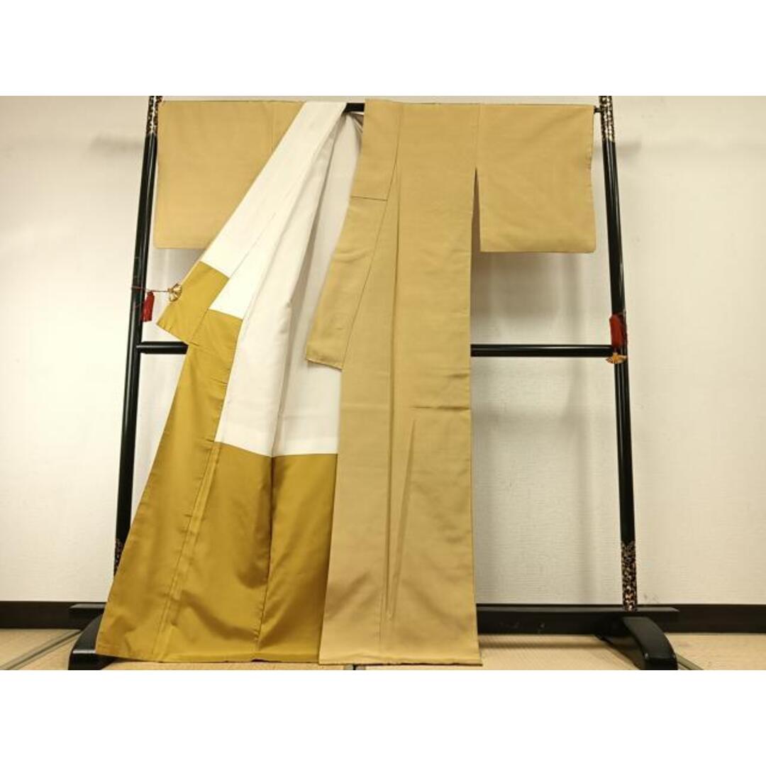 平和屋着物●上質な紬　色無地　砥粉色　正絹　逸品　AABE1794fy レディースの水着/浴衣(着物)の商品写真