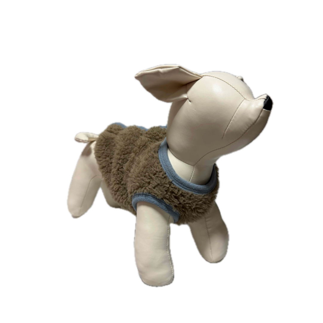 ベージュ フリース犬服 小型犬用 ハンドメイドのペット(ペット服/アクセサリー)の商品写真