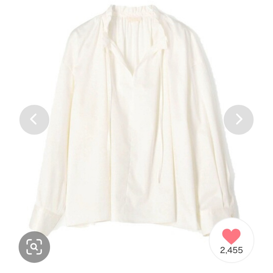 Ballsey(ボールジィ)のballsey ハイカウントサテン ネックフリルブラウス 36 レディースのトップス(シャツ/ブラウス(長袖/七分))の商品写真