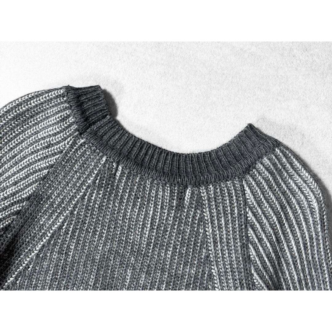 mizuiro ind(ミズイロインド)の美品 mizuiro ind フレアショートプルオーバー 二重臼編み ミックス レディースのトップス(ニット/セーター)の商品写真