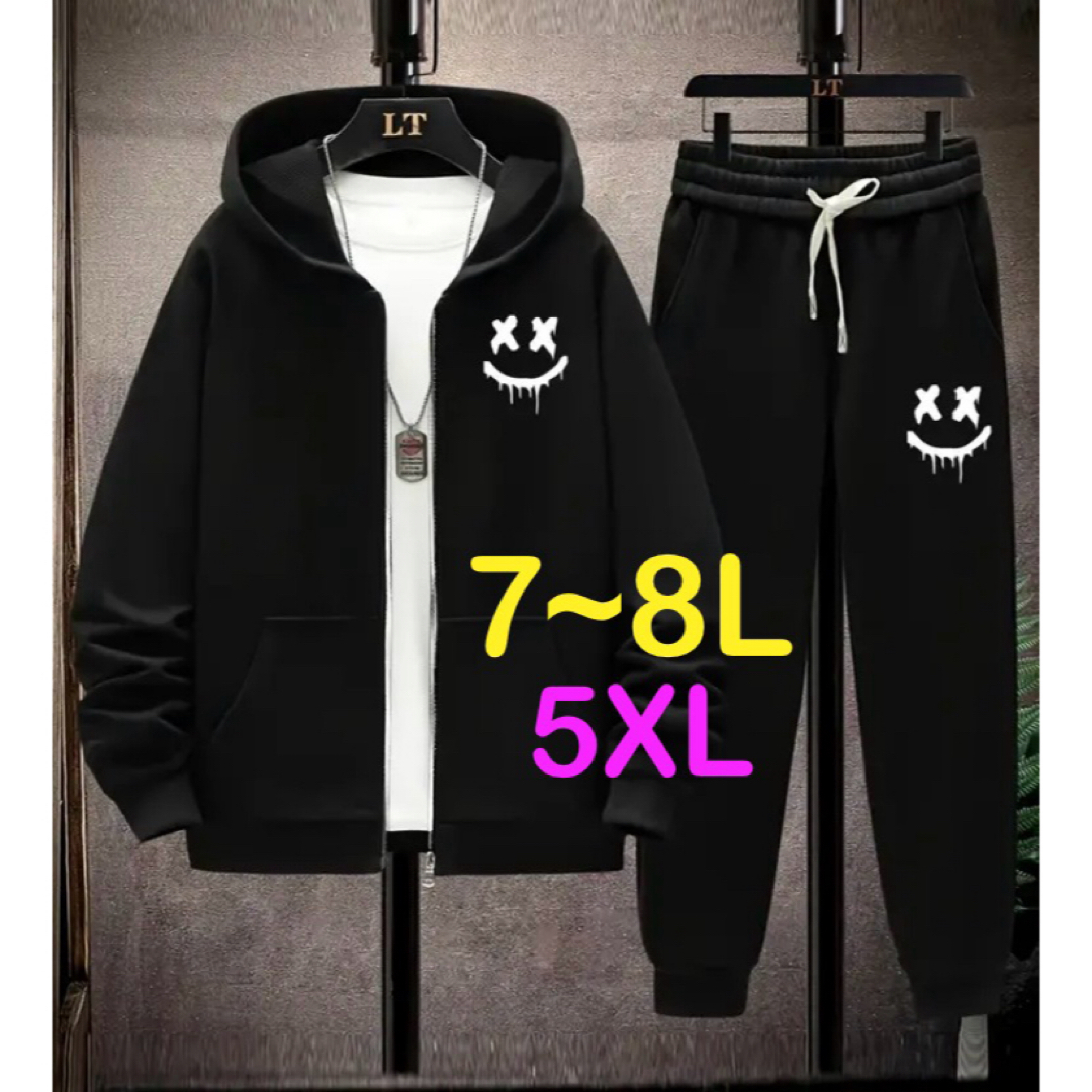 ※カジュアル 顔プリ 裏起毛上下セット メンズ大きいサイズ5XL(7~8L相当) メンズのメンズ その他(その他)の商品写真