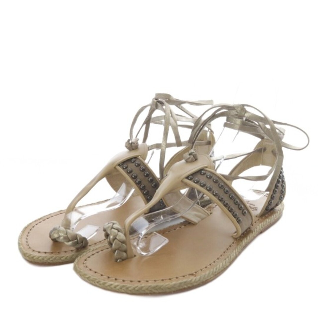 Christian Louboutin(クリスチャンルブタン)のクリスチャンルブタン トングサンダル フラット レースアップ 38 グレー レディースの靴/シューズ(サンダル)の商品写真