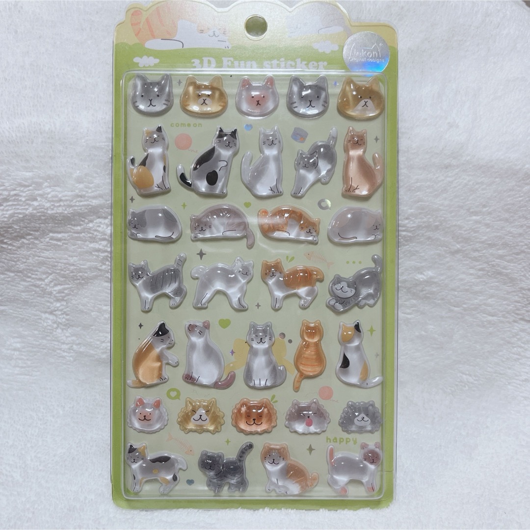 Nekoni 3D ドロップシール ネコ 海外雑貨 インテリア/住まい/日用品の文房具(シール)の商品写真