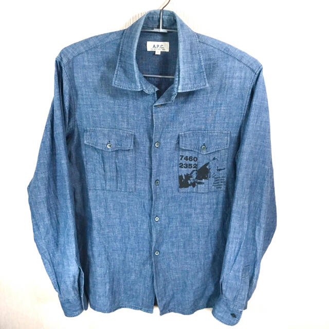 A.P.C(アーペーセー)のアーペーセー シャンブレー プリントシャツ 長袖 薄手 L〜xL 大きめ メンズのトップス(シャツ)の商品写真
