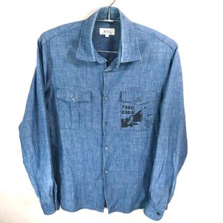 アーペーセー(A.P.C)のアーペーセー シャンブレー プリントシャツ 長袖 薄手 L〜xL 大きめ(シャツ)