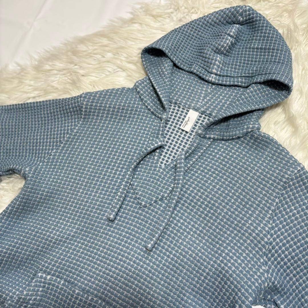 SEAGREEN(シーグリーン)のSeagreen 日本製 ビッグワッフル メキシカンパーカー（03）ブルー綿ポリ メンズのトップス(パーカー)の商品写真