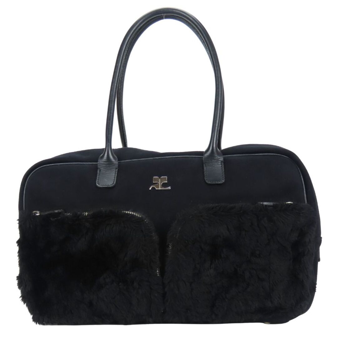 Courreges(クレージュ)の【中古】 クレージュ トートバッグ 化学繊維 フェイクファー ブラック 肩掛け レディース 女性 courreges レディースのバッグ(トートバッグ)の商品写真