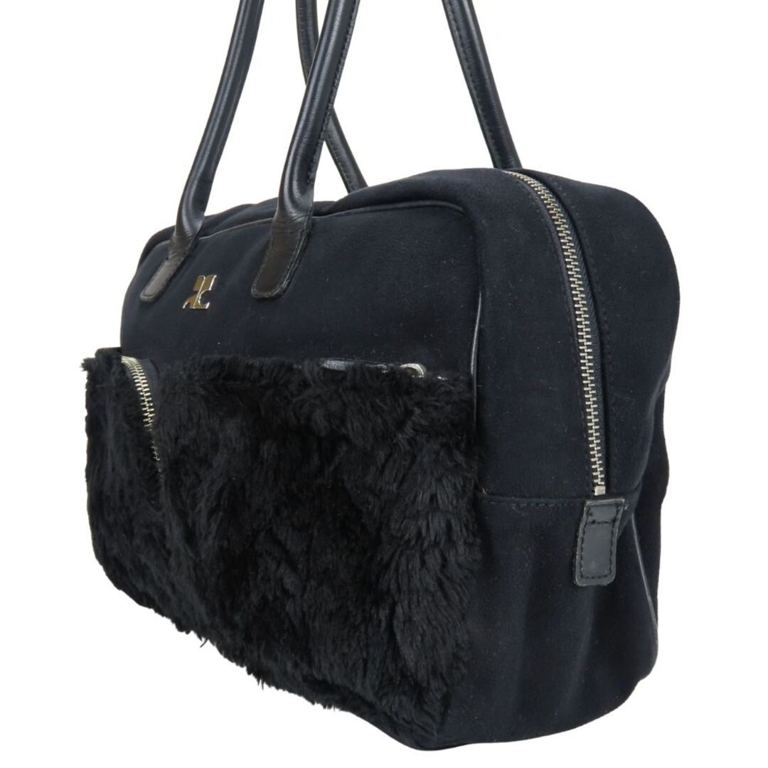 Courreges(クレージュ)の【中古】 クレージュ トートバッグ 化学繊維 フェイクファー ブラック 肩掛け レディース 女性 courreges レディースのバッグ(トートバッグ)の商品写真