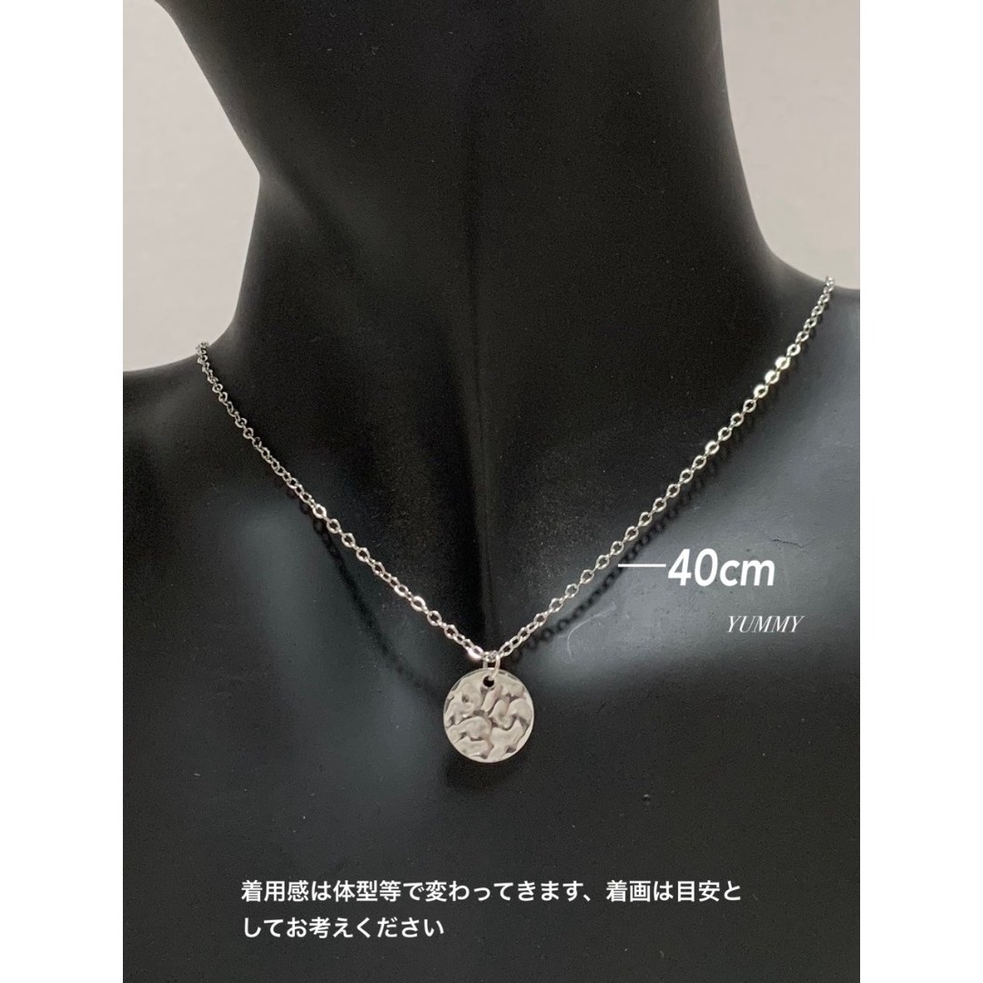 【ハンマーテクスチャーコインネックレス シルバー 40cm】ステンレス メンズのアクセサリー(ネックレス)の商品写真