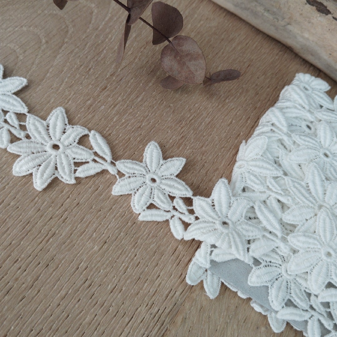 ケミカルレース ／ 3メートル ／ オフホワイト／ 手芸レース ／ レース ハンドメイドの素材/材料(生地/糸)の商品写真