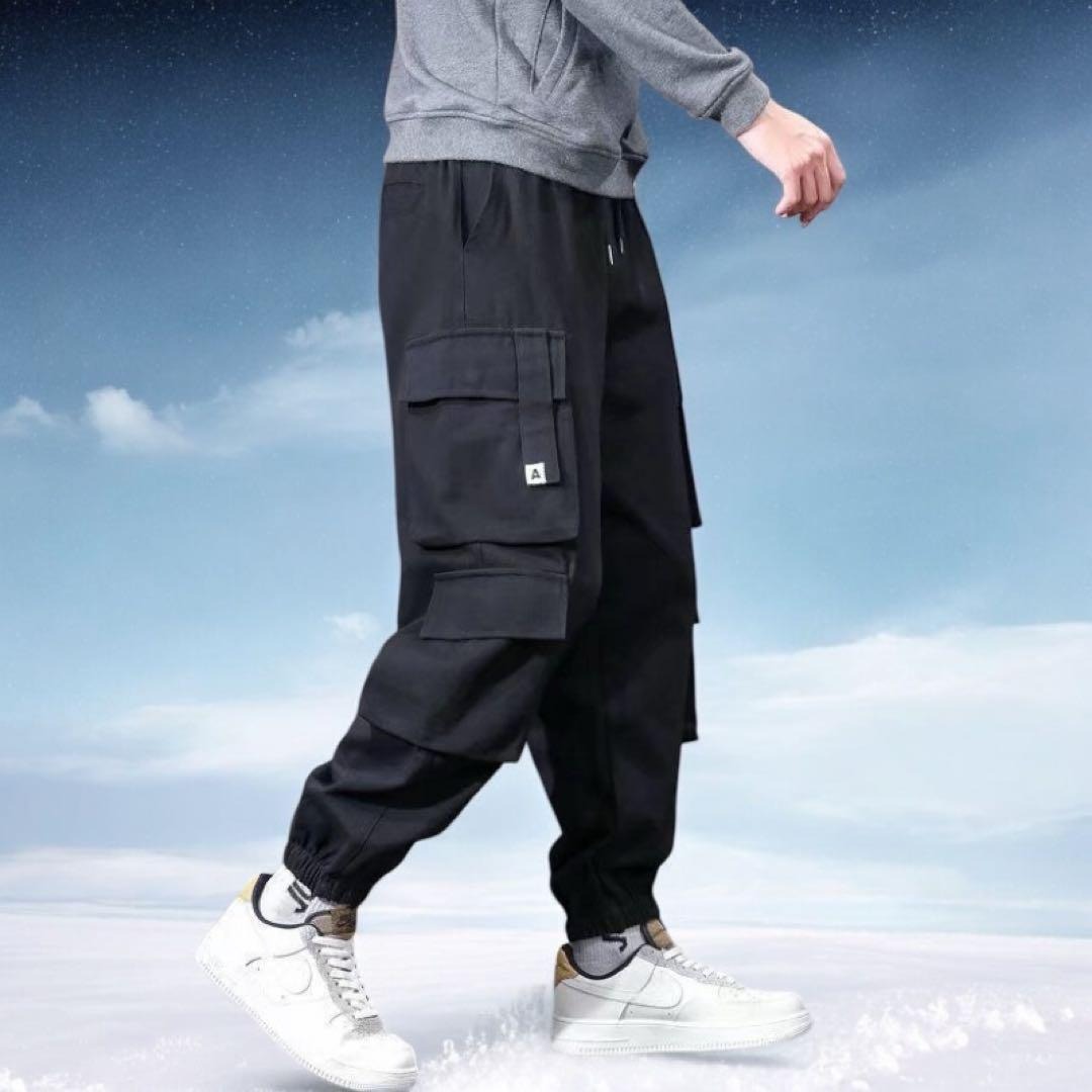 冬用 裏起毛 ジョガーパンツ カーゴパンツ 厚手 暖か メンズ 新品 緑色 L メンズのパンツ(ワークパンツ/カーゴパンツ)の商品写真