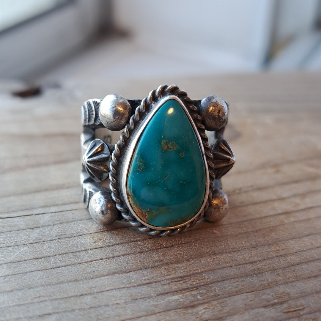 INDIAN JEWELRY(インディアンジュエリー)のハーマンスミス Herman Smith ターコイズ シルバー リング ナバホ メンズのアクセサリー(リング(指輪))の商品写真