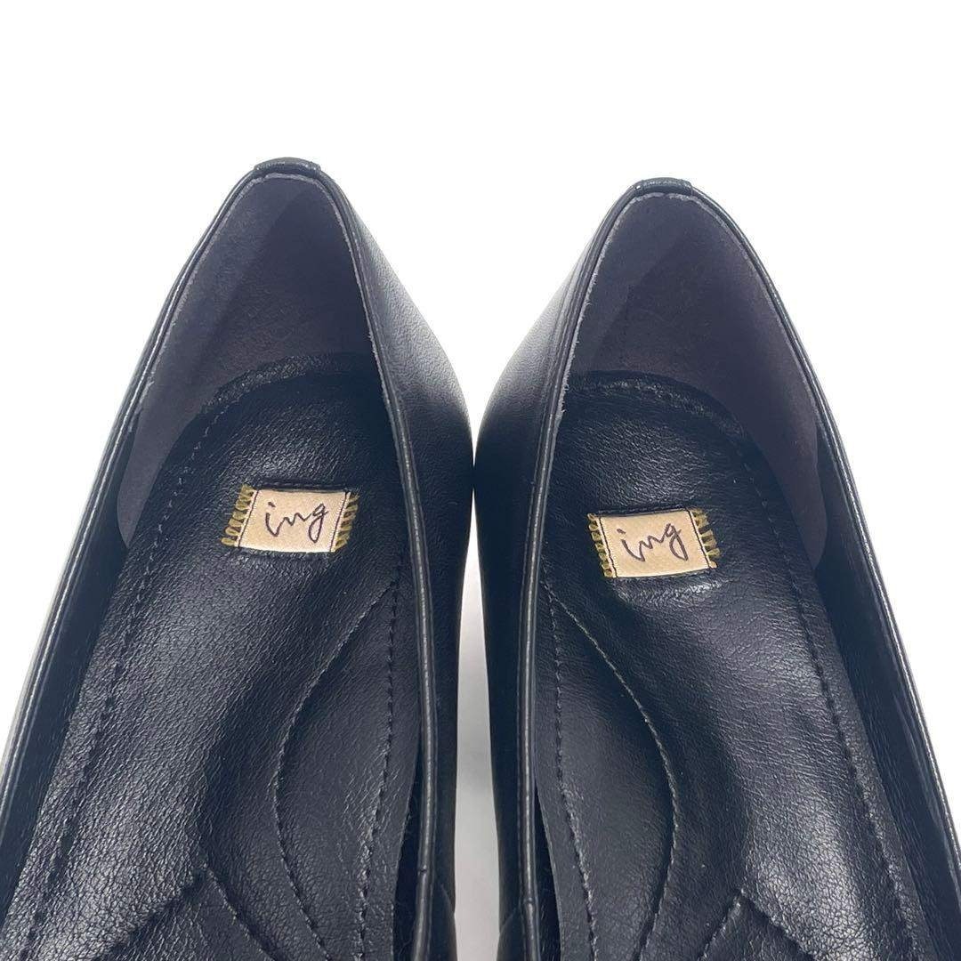 ing(イング)の美品 ing イング パンプス レディース 本革 フォーマル ブラック 冠婚葬祭 レディースの靴/シューズ(ハイヒール/パンプス)の商品写真