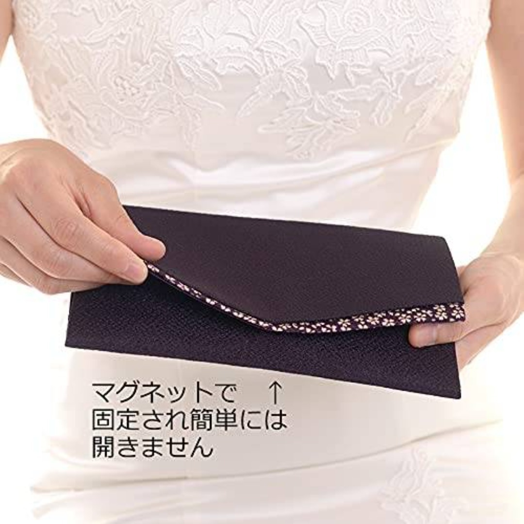 小花金封ふくさ 袱紗 日本製 慶弔両用 両開き 冠婚葬祭 (マグネット黒) インテリア/住まい/日用品のインテリア/住まい/日用品 その他(その他)の商品写真