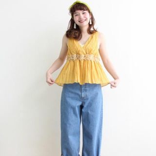 ドットアンドストライプスチャイルドウーマン(Dot&Stripes CHILDWOMAN)のドットアンドストライプス 花 ブラウス イエロー 黄色(シャツ/ブラウス(半袖/袖なし))