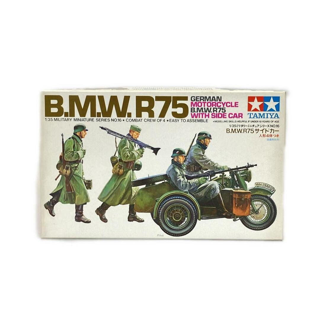 タミヤ B.M.W.R75 サイドカー ミリタリーミニチュアシリーズ NO.16 1/35 プラモデル エンタメ/ホビーのおもちゃ/ぬいぐるみ(模型/プラモデル)の商品写真