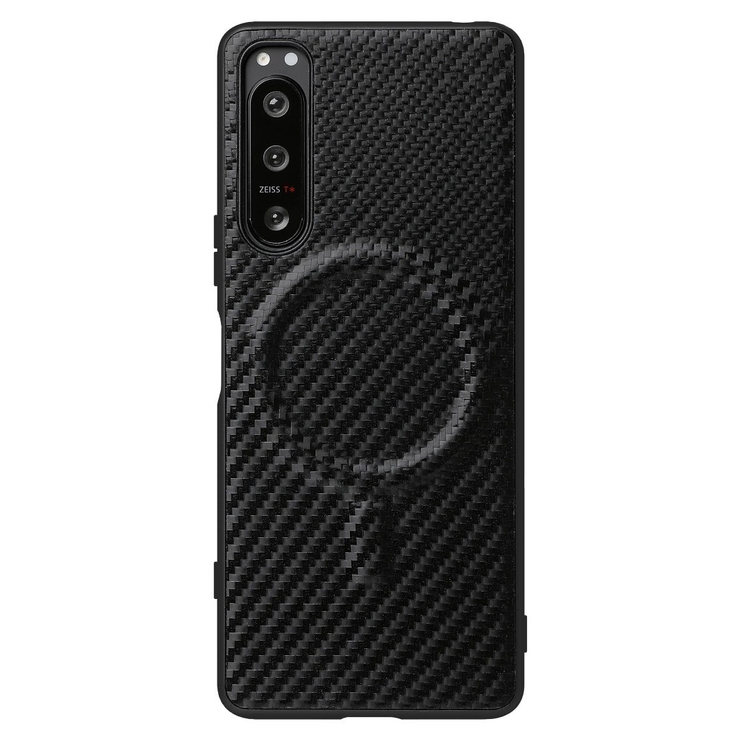 【新着商品】カーボンレザー 本革 スマホケース Xperia用 1 VII 互換 スマホ/家電/カメラのスマホアクセサリー(その他)の商品写真