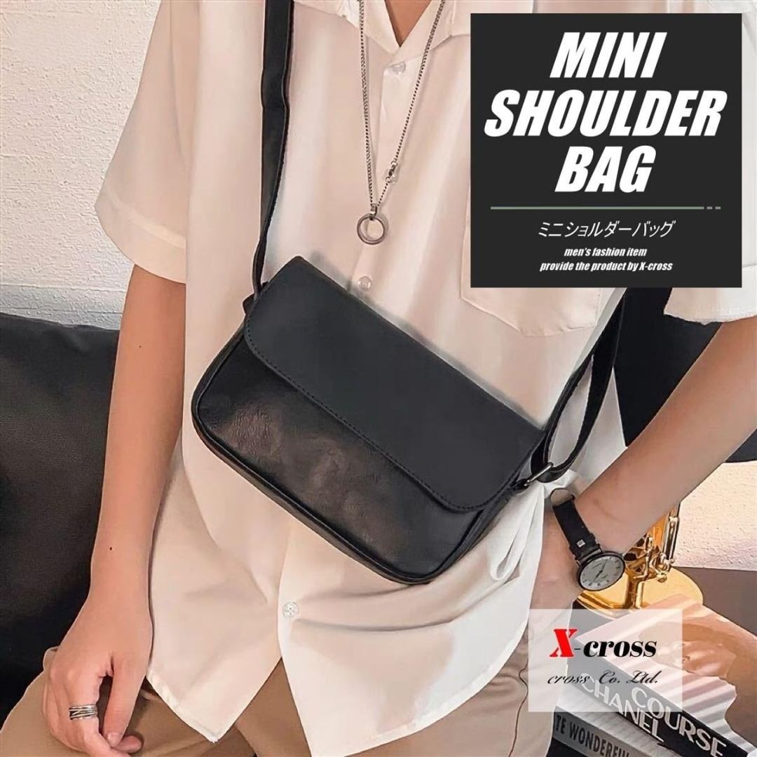 【特価セール】[X-cross] クロス メッセンジャー ショルダーバッグ PU メンズのバッグ(その他)の商品写真