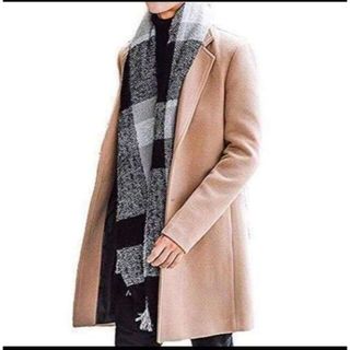 売り切りメンズ メルトン チェスターコート ロング 丈 ベージュ サイズXL