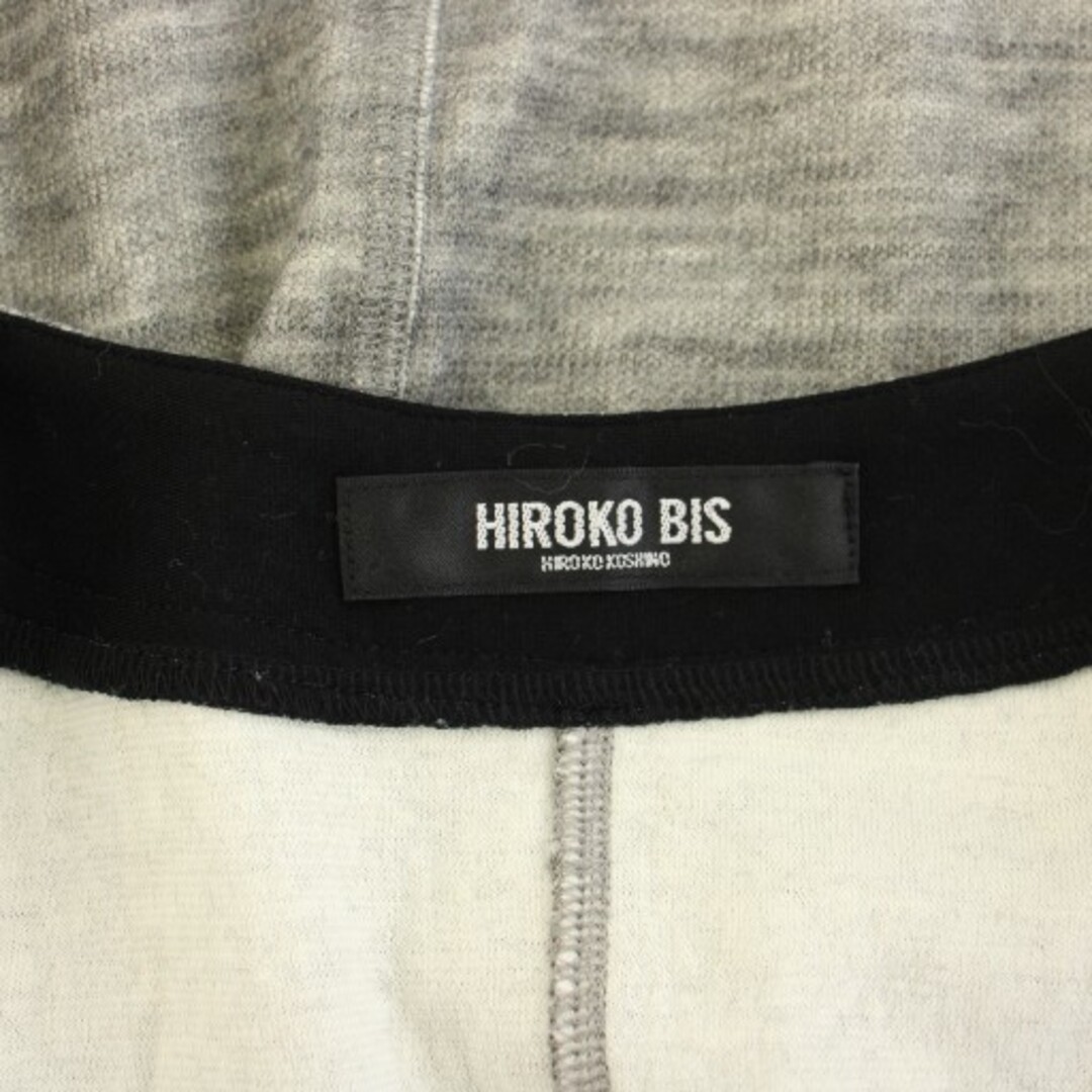 HIROKO BIS(ヒロコビス)のヒロコビス ステッチカットソーカーディガン 長袖 ウール混 11 グレー 黒 レディースのトップス(カーディガン)の商品写真