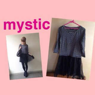 ミスティック(mystic)のボーダー♥︎チュールワンピース(ひざ丈ワンピース)