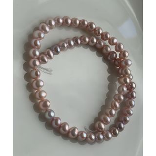 H 58淡水パール メタリック くすみピンク セミラウンド レア