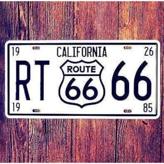 K101 ブリキ看板 アメリカ雑貨 ナンバープレート型 ホワイト Route66