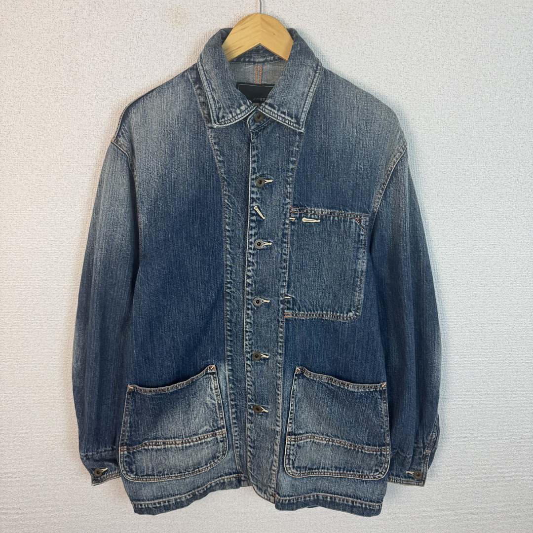 AVIREX(アヴィレックス)のAVIREX アヴィレックス デニムカバーオール ウォッシュ加工 ブルー Lサイズ メンズ 古着 アメカジ　デニムジャケット メンズのジャケット/アウター(Gジャン/デニムジャケット)の商品写真