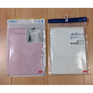ユニクロ レディース AIRism パープル・ホワイトドット 2色セット M