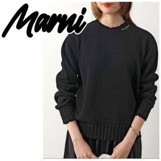 miyata 新品 MARNI マルニ ウール ロゴ クルーネックセーター MARNI - MARNI クルーネックセーター ロゴ シェットランド ウールの
