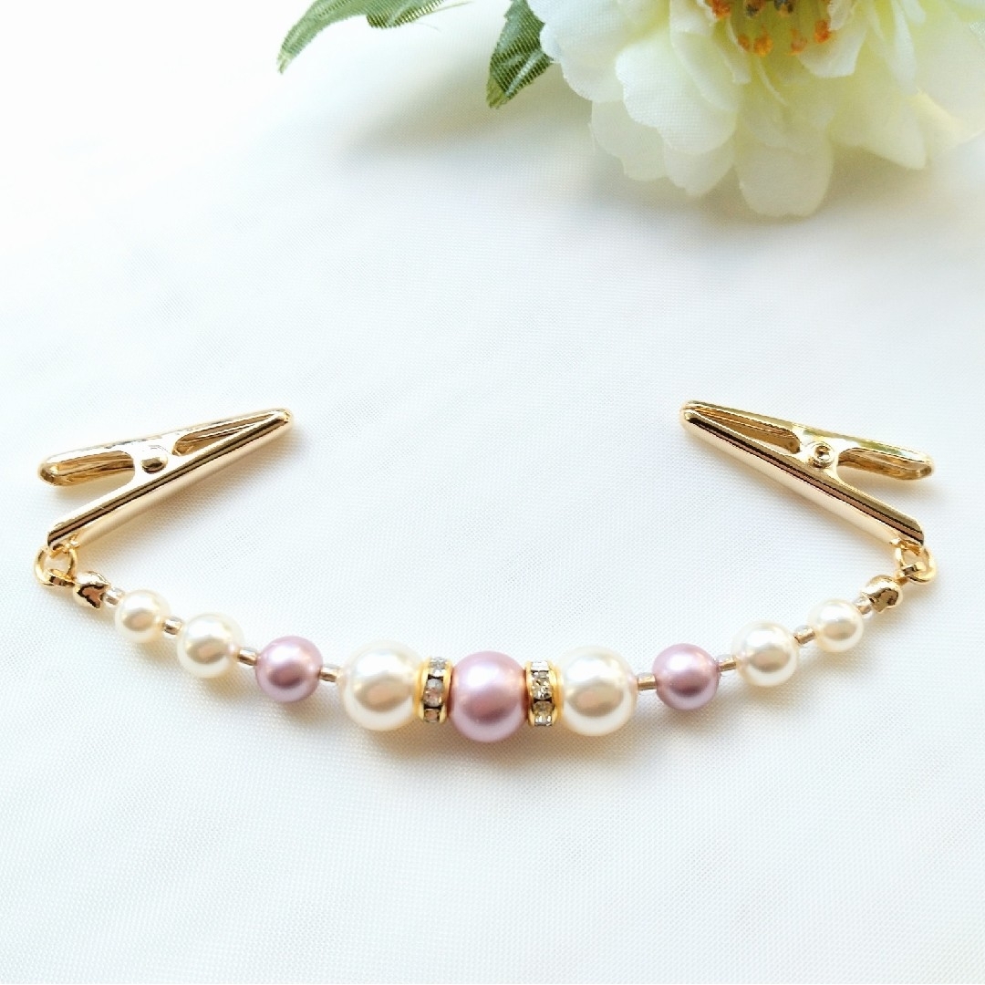 スワロフスキーパール　ストールクリップ　ショール留め　羽織紐　羽織り留め　 レディースのアクセサリー(ブローチ/コサージュ)の商品写真