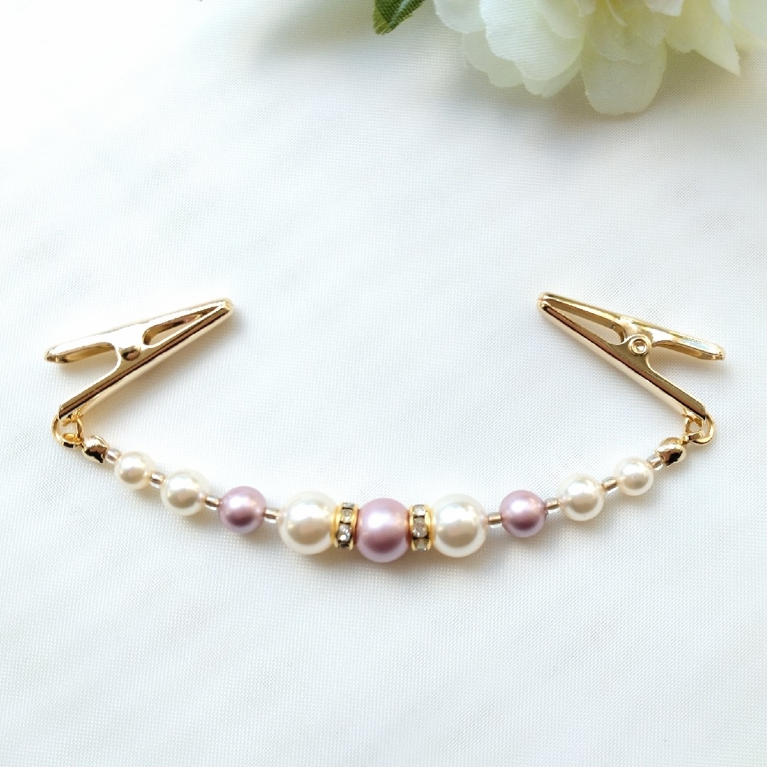 スワロフスキーパール　ストールクリップ　ショール留め　羽織紐　羽織り留め　 レディースのアクセサリー(ブローチ/コサージュ)の商品写真