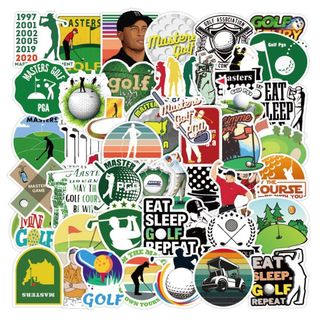 【在庫セール】ゴルフステッカーセット 50枚入り ゴルフ防水デカール シールパッ