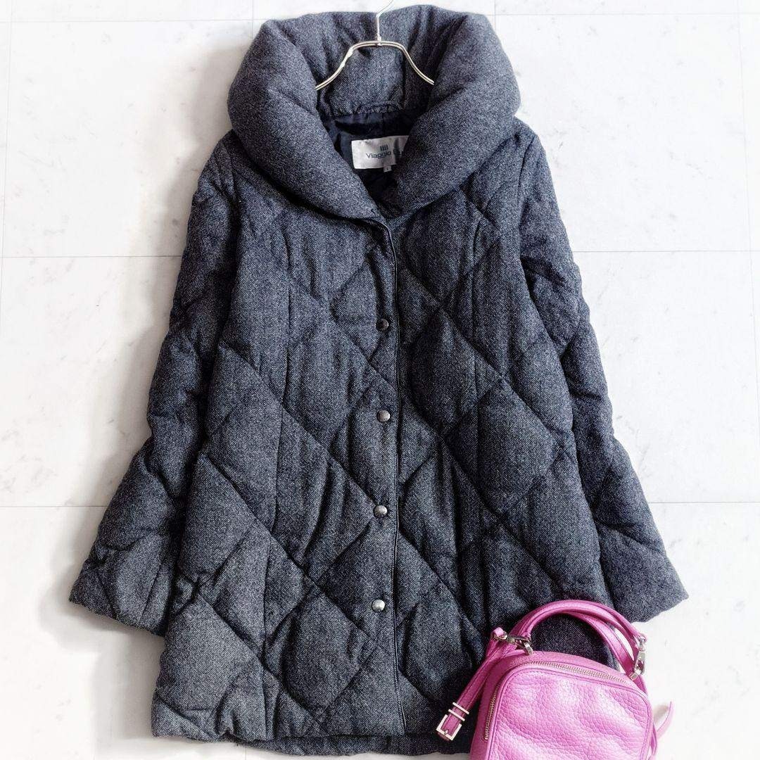 VIAGGIO BLU(ビアッジョブルー)の美品✨ビアッジョブルー ViaggioBlu キルティングダウンコート グレー レディースのジャケット/アウター(ダウンコート)の商品写真