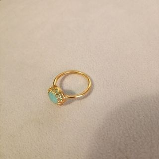 handmade 天然石 リング 水色 ゴールド 9号✨️