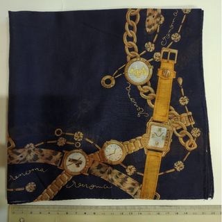 renoma レノマ スカーフ ハンカチ チェーン柄 腕時計柄 ネイビー マルチ