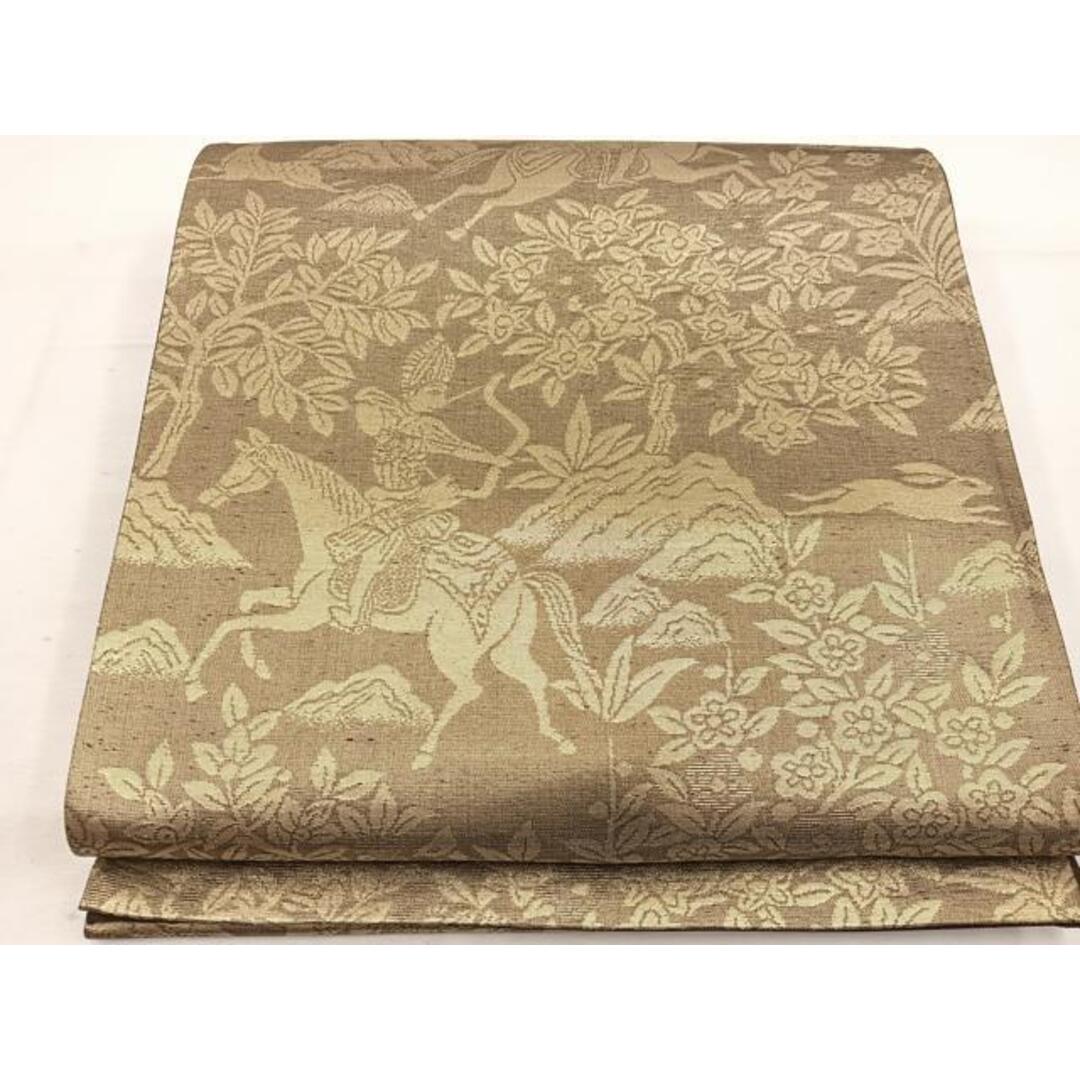 平和屋着物◎六通柄袋帯　狩猟文　金糸　正絹　逸品　BAAV9229mz レディースの水着/浴衣(帯)の商品写真