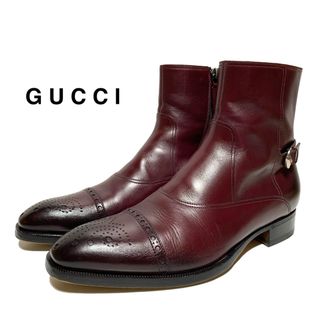 GUCCI - 良品 グッチ キャップトゥ メダリオン サイドジップ レザー ブーツ イタリア製