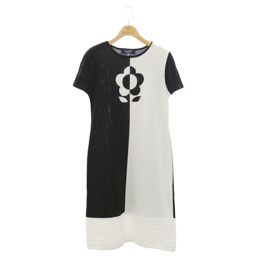 エムズグレイシー M'S GRACY☆ニットワンピース☆大きいサイズ♪４２ 美品 M'S GRACY 2023 ニット タフタ ワンピース ブラック 42 - メルカリ