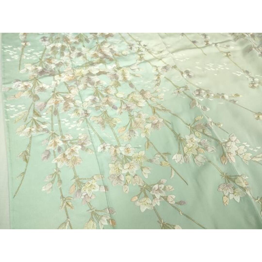 平和屋本店●極上　訪問着　総手刺繍　枝垂れ花　暈し染め　金糸　反端付き　逸品　未使用　DZAB2107kh6 レディースの水着/浴衣(着物)の商品写真
