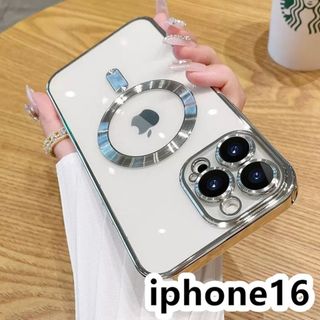 iphone16ケース TPU 無線 磁気 ワイヤレス充電 シルバー1