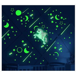 【人気商品】蓄光シール ウォールステッカー ムーン スター 星 月 はがせる 子