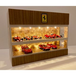1/64展示14台可・ 編み込みウッド風・2層式ディスプレーBOX/ネオジオラマ