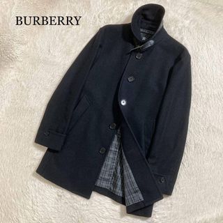 美品 BURBERRY ステンカラーコート ノバチェック カシミヤ ウール