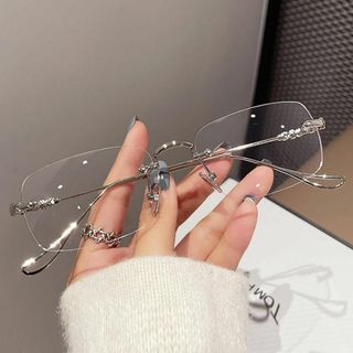 リムレス メガネ シルバー 透明 ツーポイント サングラス y2k y3k 90